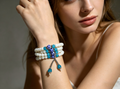 Natural White Tridacna 108-Bead Mala Bracelet with Blue Porcelain & Turquoise - Multi-Wrap Yoga & Spiritual Jewelry,Thoughtful Gift, anniversary gift, valentines gift, gift for girlfriend,  Thoughtful Gift