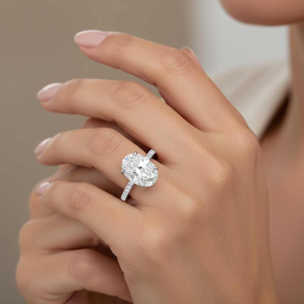Light Luxury Oval Gem Ring | Gold & Platinum Plated Women's Statement Ring