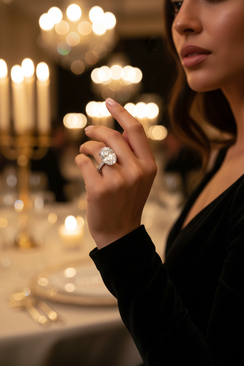 Light Luxury Oval Gem Ring | Gold & Platinum Plated Women's Statement Ring