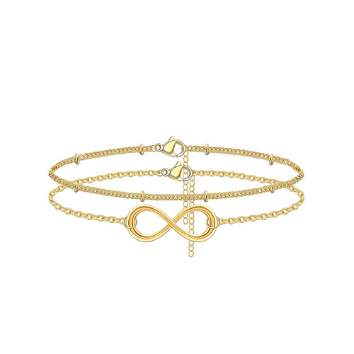 14K Gold Plated Infinity Charm Bracelet | Skin-Friendly Tarnish-Resistant Layered Bracelet