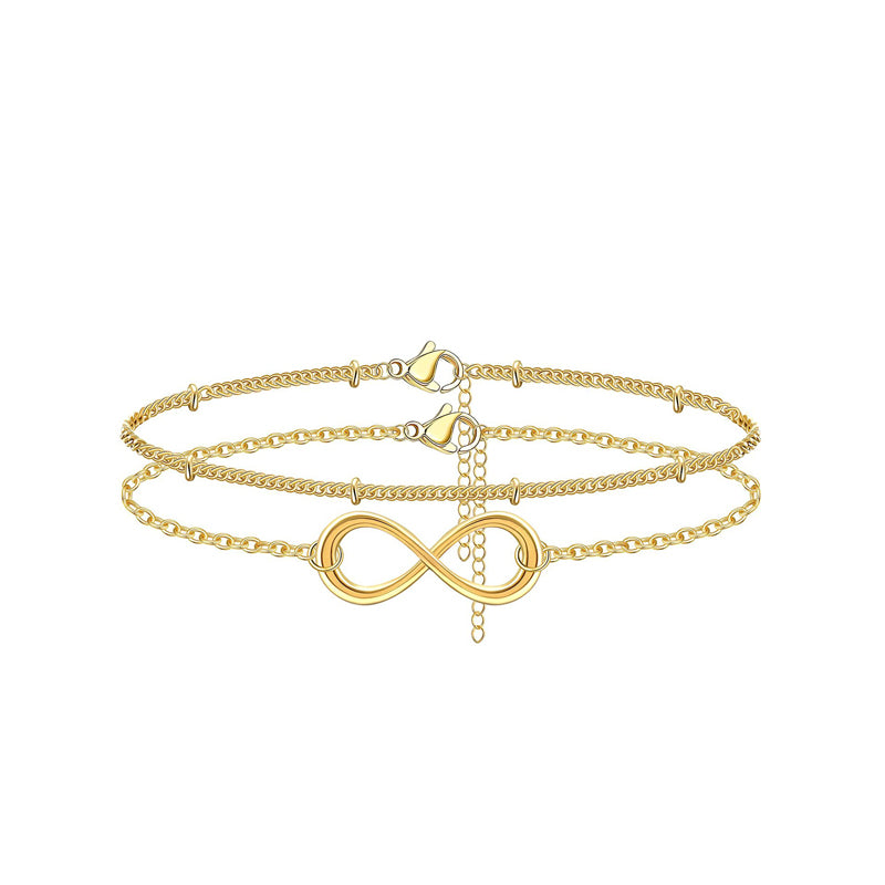 14K Gold Plated Infinity Charm Bracelet | Skin-Friendly Tarnish-Resistant Layered Bracelet