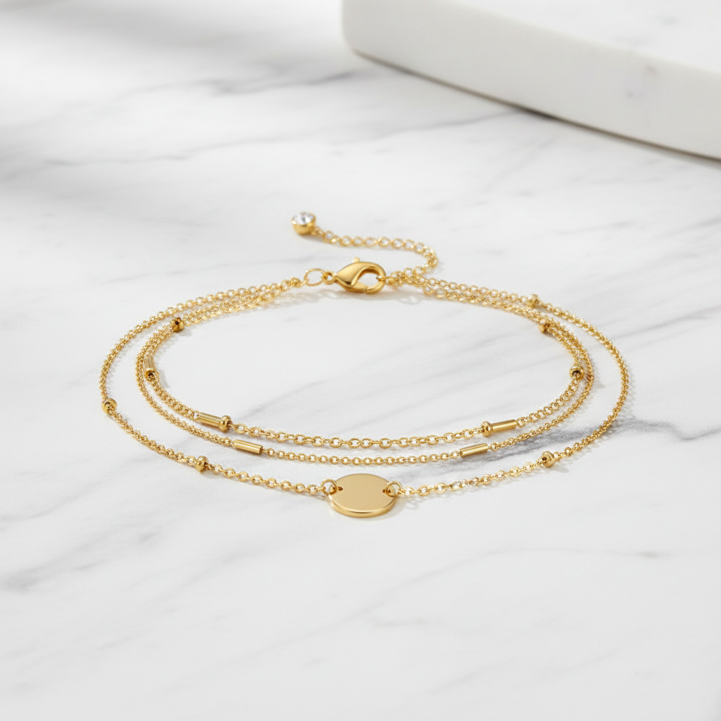 Minimalist 14K Gold Chain Bracelet Adjustable Layering Jewelry For Her US2US Ship