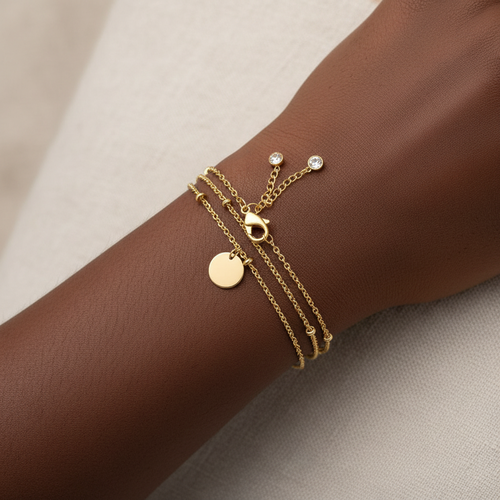 Minimalist 14K Gold Chain Bracelet Adjustable Layering Jewelry For Her US2US Ship