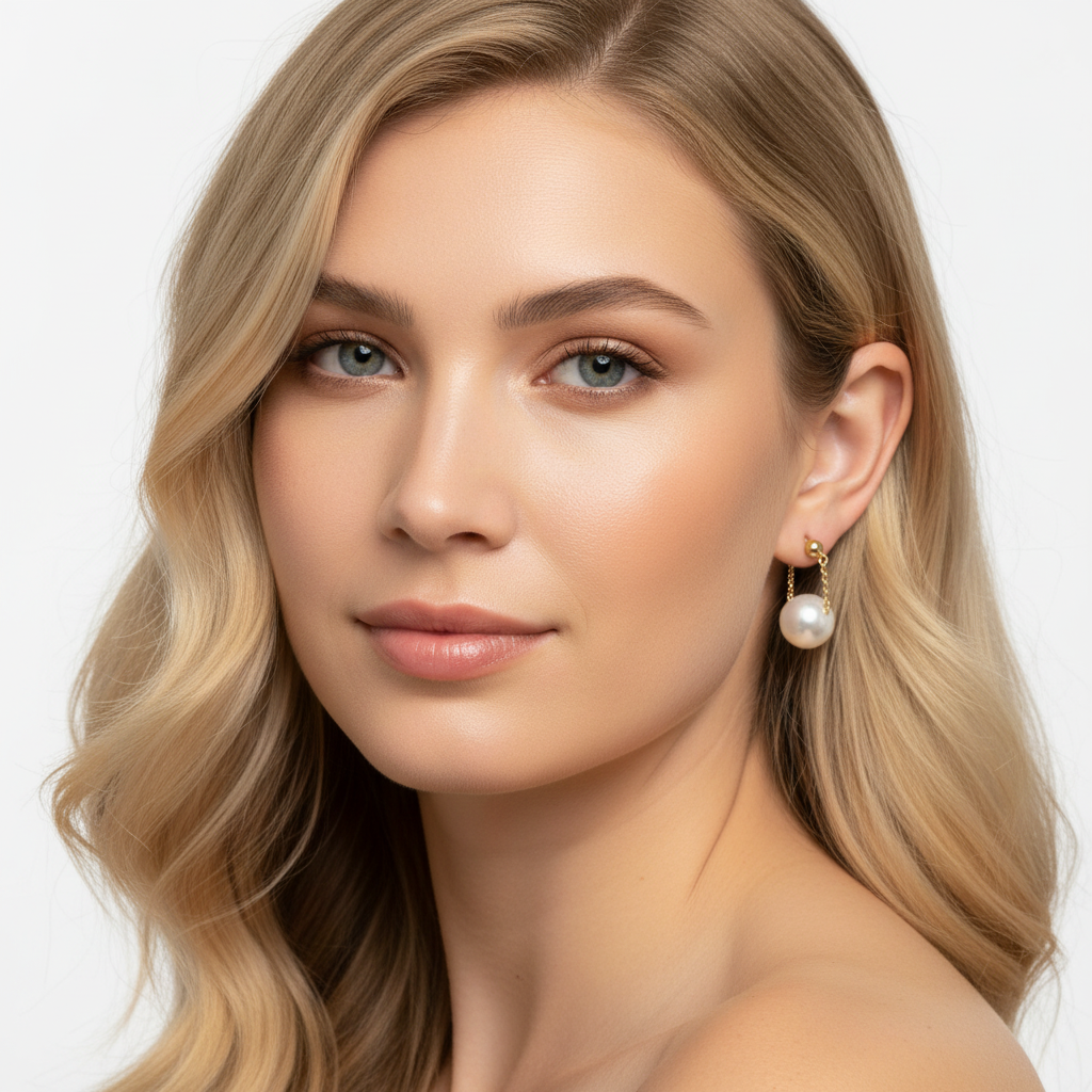 Gold Plated Pearl Drop Earrings | Minimalist Chain Dangle Pearl Earrings for Women