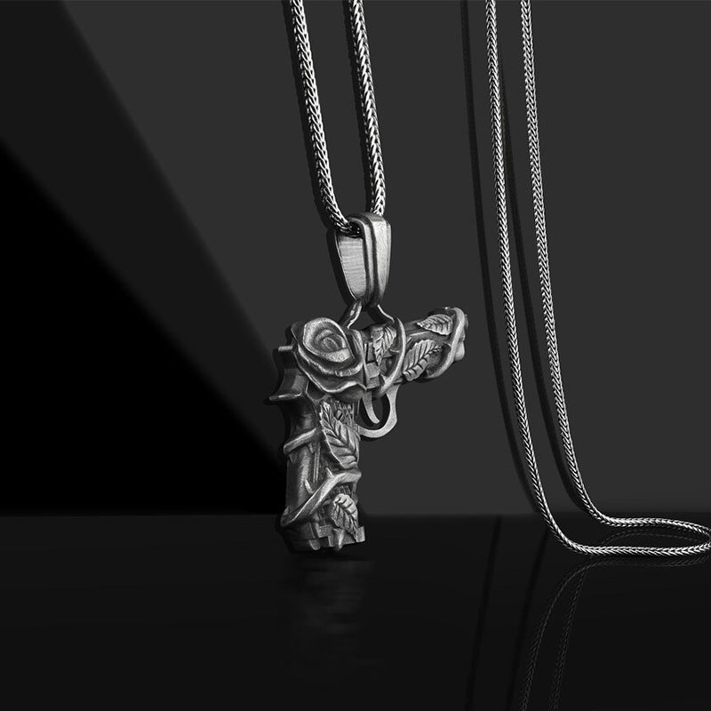 A Little Surprise for Dad |Personalized Gun & Rose Pendant Necklace | Father's Day Gift for Him on sale|US Fast Shipping|
