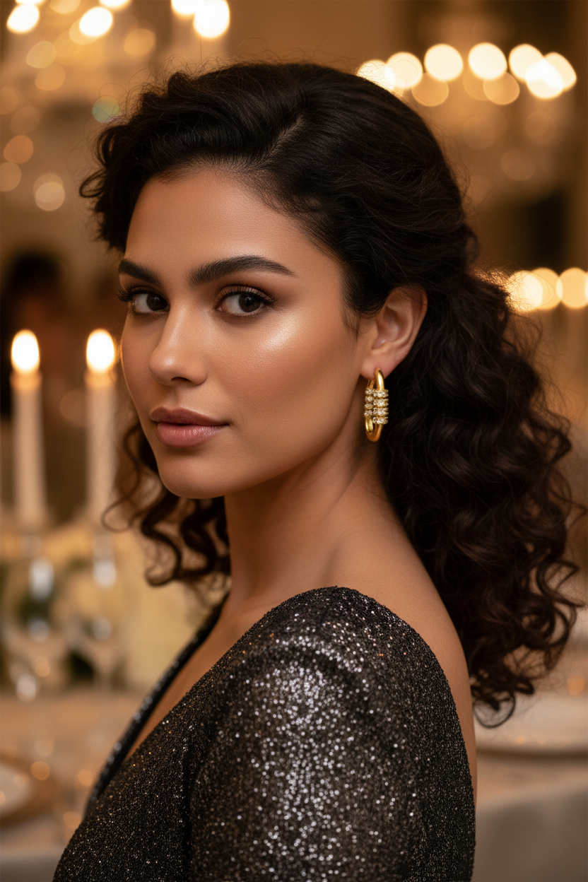 Gold & White Gold Padlock Earrings | Copper Electroplated Zircon Earrings