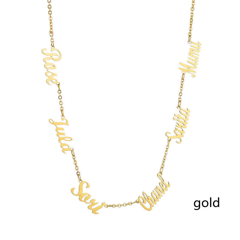 Custom Two Name Engraved Necklace | Minimalist O Word Chain Jewelry