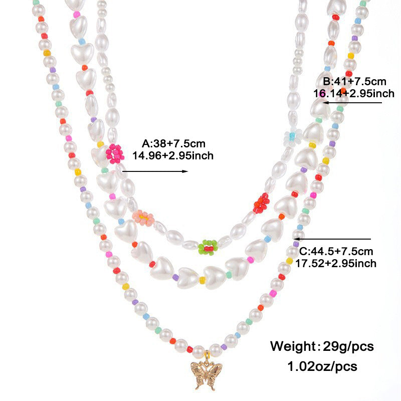 Gold Plated Multi-Row Pearl Necklace Earrings Set Elegant Inlaid Pearl Jewelry Suit For Women|US local Delivery