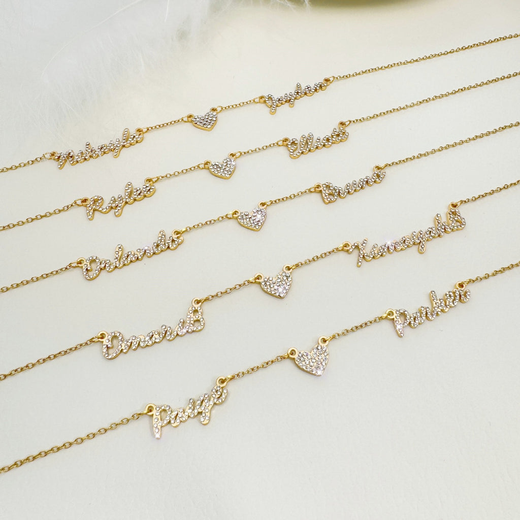 Custom Multi-Name Heart Necklace | Personalized Dad Diamond Inlaid Stainless Steel Choker, Perfect Father's Day Gift.Family Memories