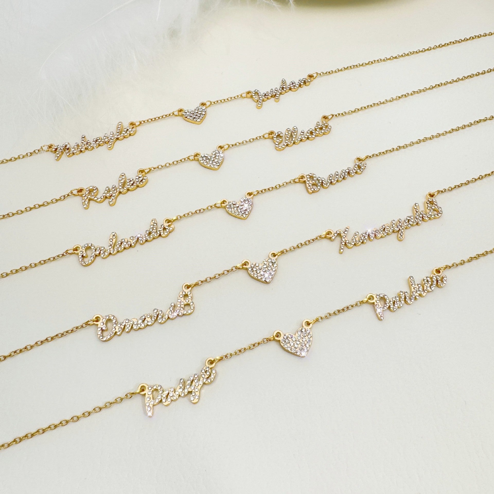 Custom Multi-Name Heart Necklace | Personalized Dad Diamond Inlaid Stainless Steel Choker, Perfect Father's Day Gift.Family Memories