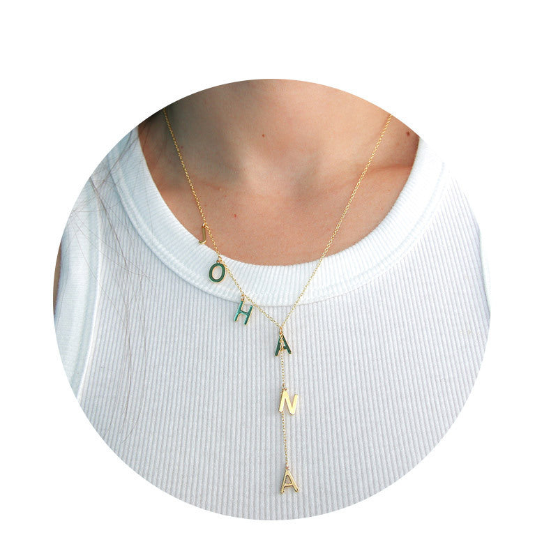 Custom Bubble Letter Lariat Name Necklace, Dainty O Chain Personalized Name Necklace, Gold Silver Minimalist Adjustable Necklace, Gift for  Birthday&DAD&Mom
