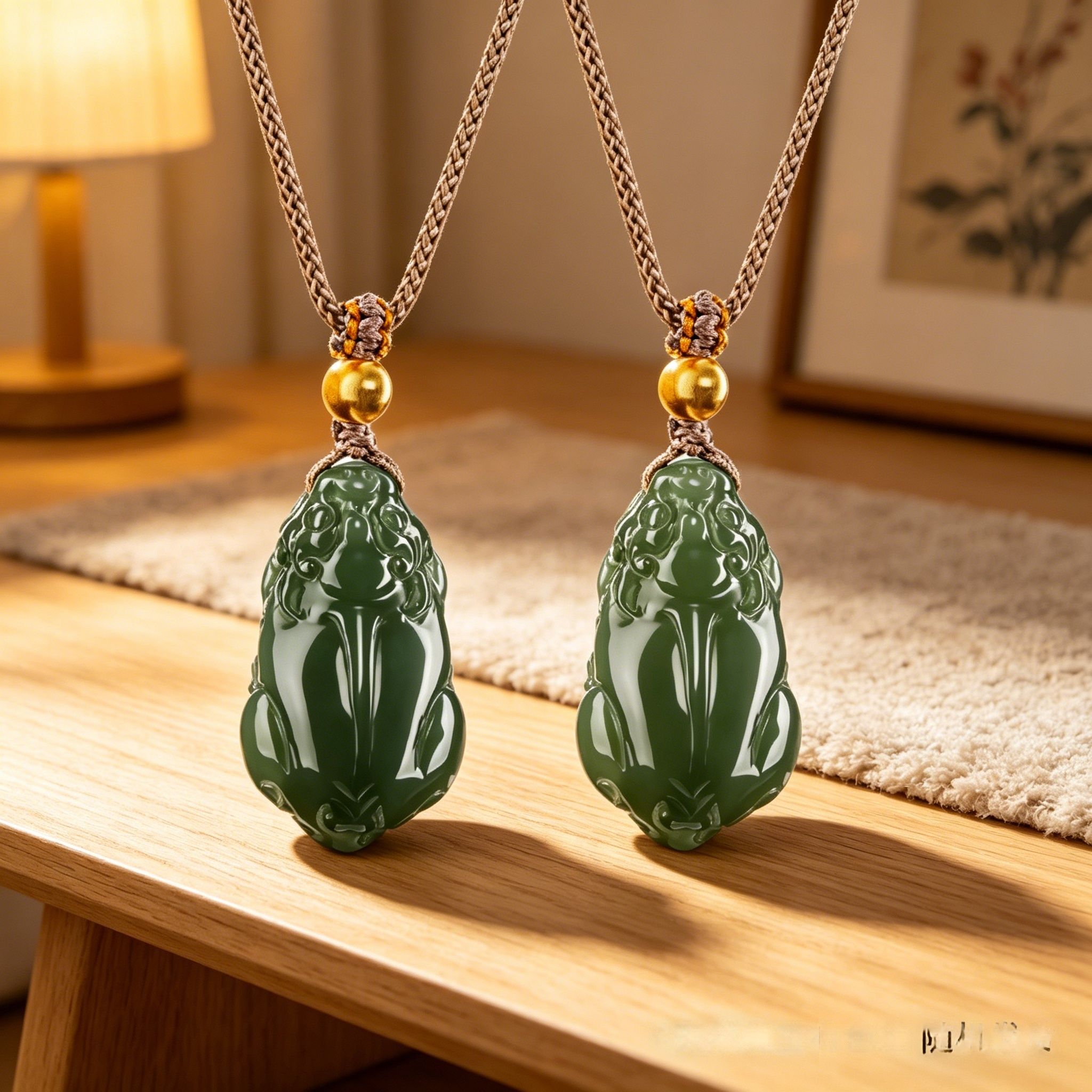Natural Hetian Jade Pixiu Pendant Necklace with Gold Bead, Feng Shui Talisman for Wealth & Protection, Hand-Carved Oriental Lucky Jewelry Gift,  anniversary gift、valentines gift、gift for girlfriend