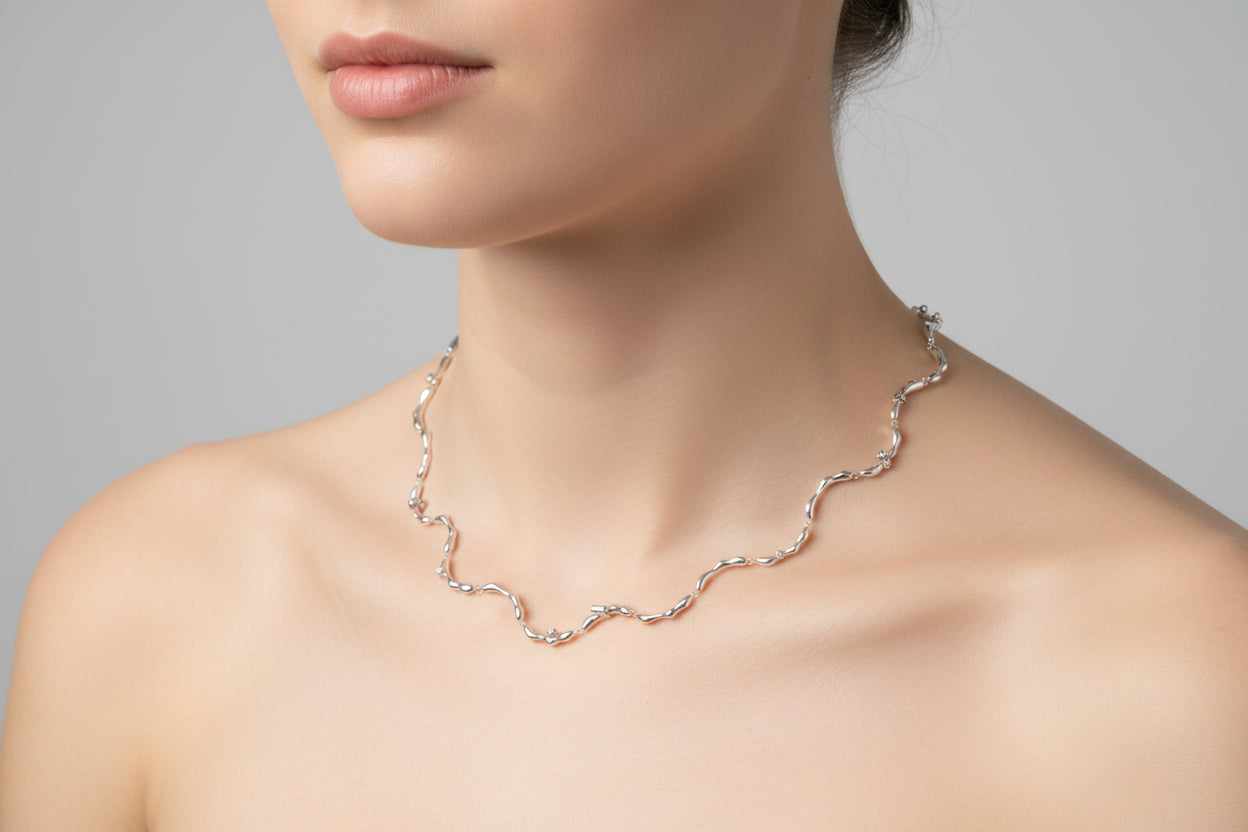 Minimalist Wave Pattern Adjustable Necklace Chic Small Design Sense Women Clavicle Chain Fashion Daily Jewelry on sale|US Fast Ship