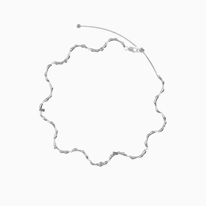 Minimalist Wave Pattern Adjustable Necklace Chic Small Design Sense Women Clavicle Chain Fashion Daily Jewelry on sale|US Fast Ship