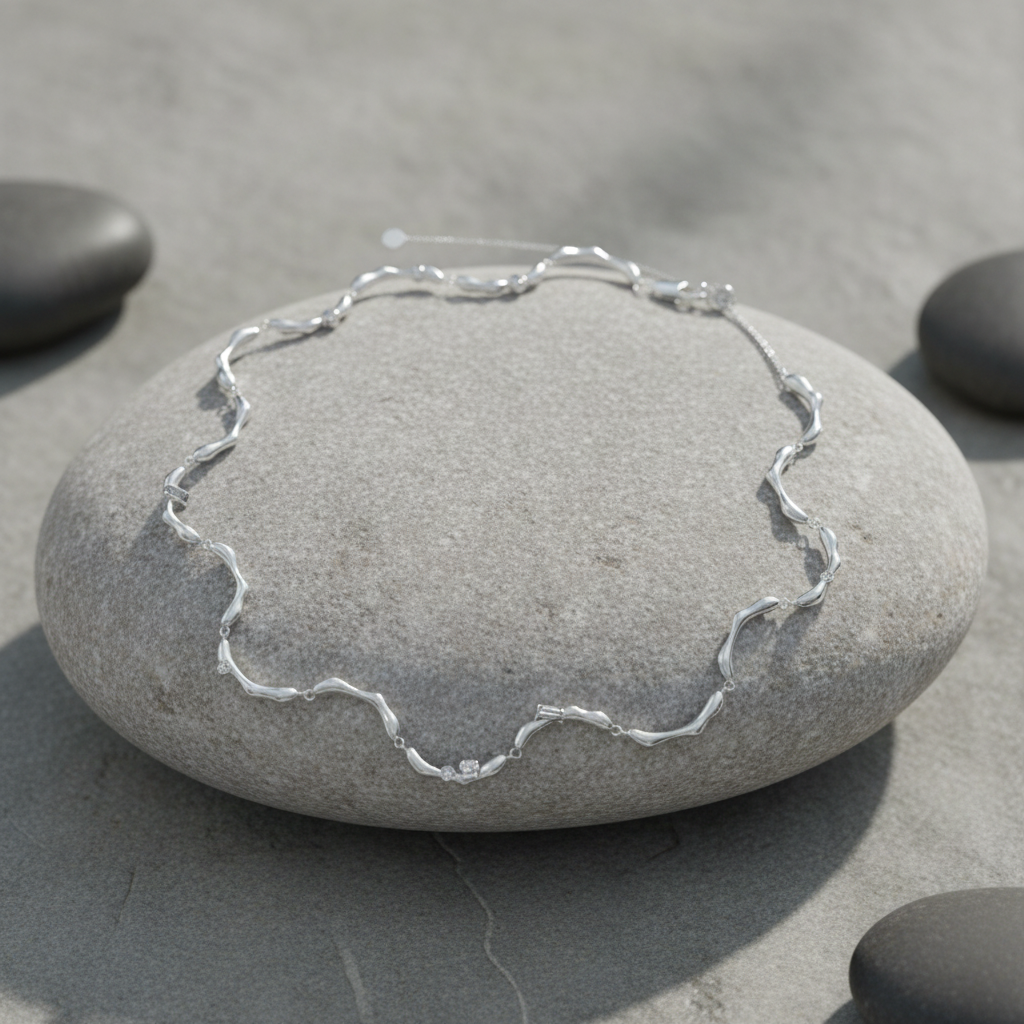 Minimalist Wave Pattern Adjustable Necklace Chic Small Design Sense Women Clavicle Chain Fashion Daily Jewelry on sale|US Fast Ship