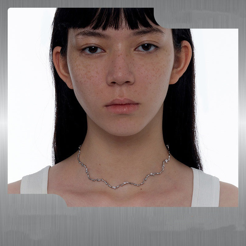 Minimalist Wave Pattern Adjustable Necklace Chic Small Design Sense Women Clavicle Chain Fashion Daily Jewelry on sale|US Fast Ship