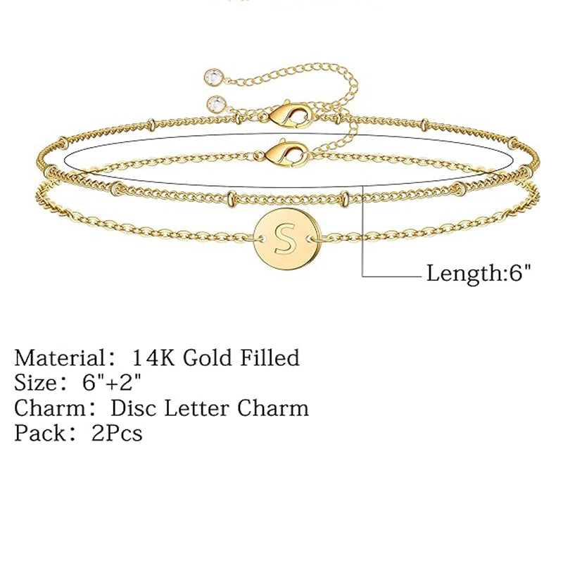 Minimalist 14K Gold Chain Bracelet Adjustable Layering Jewelry For Her US2US Ship