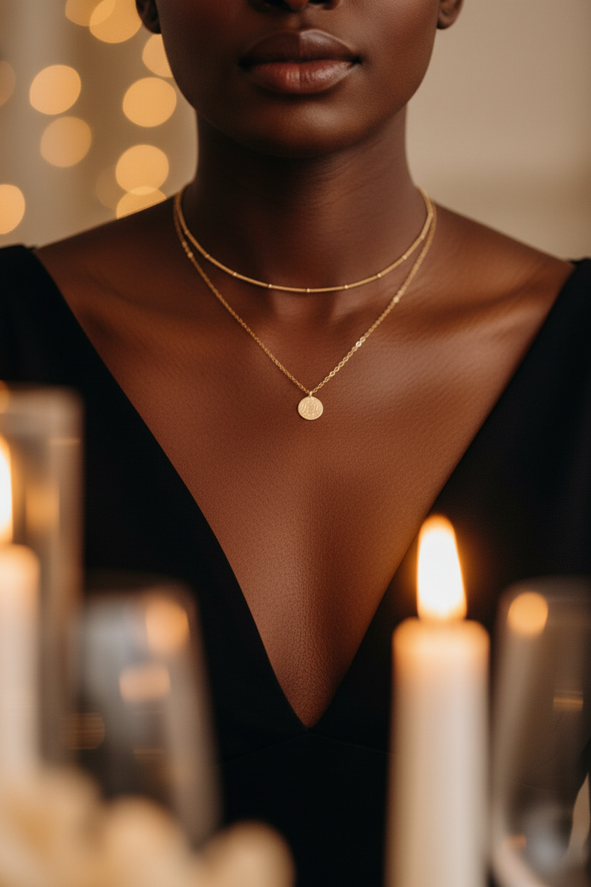 Stylish 14K gold layered choker, minimalist chic, perfect daily jewelry gift for ladies | US Fast Shipping