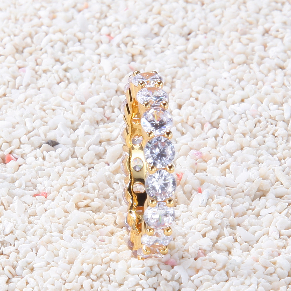 Single-row Zircon Ring For Men And Women