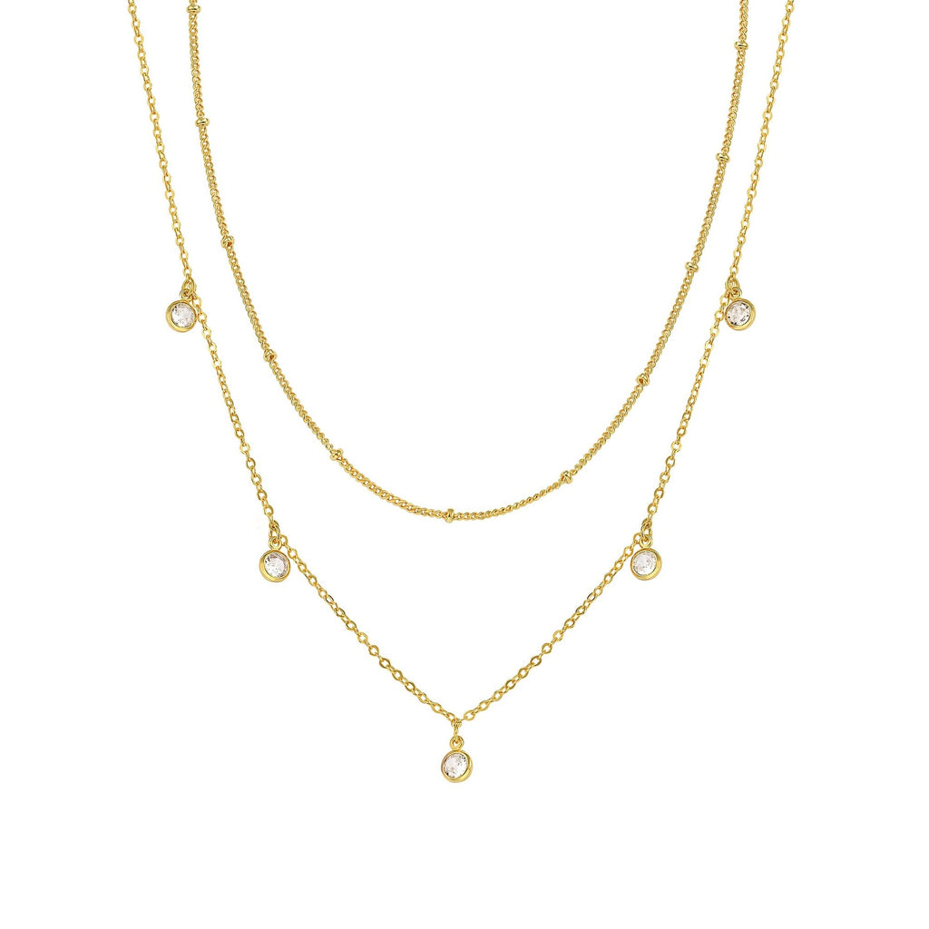 14K Gold Dainty Teardrop Necklace Casual Stackable Women Jewelry US2US Ship