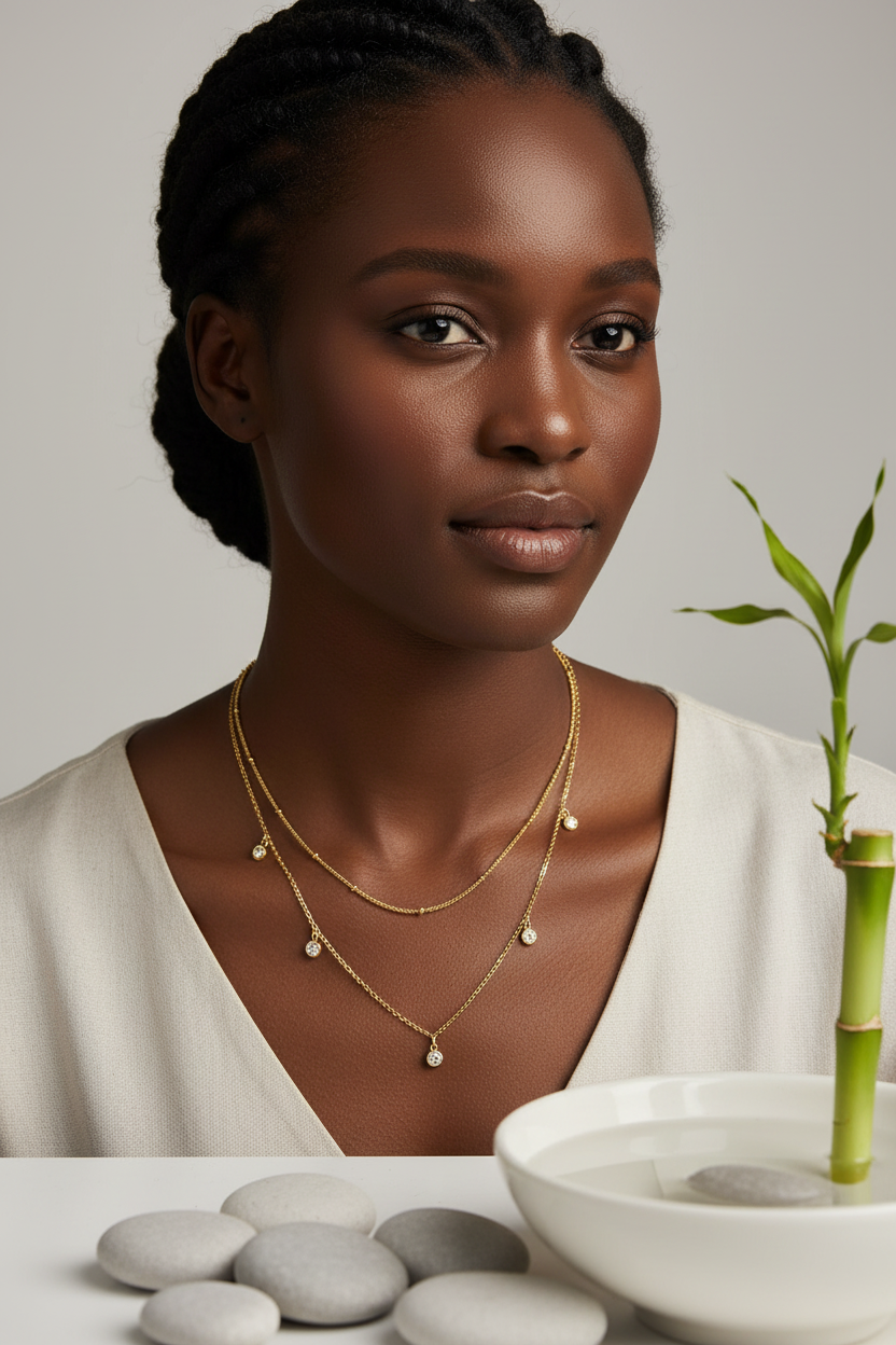 14K Gold Dainty Teardrop Necklace Casual Stackable Women Jewelry US2US Ship