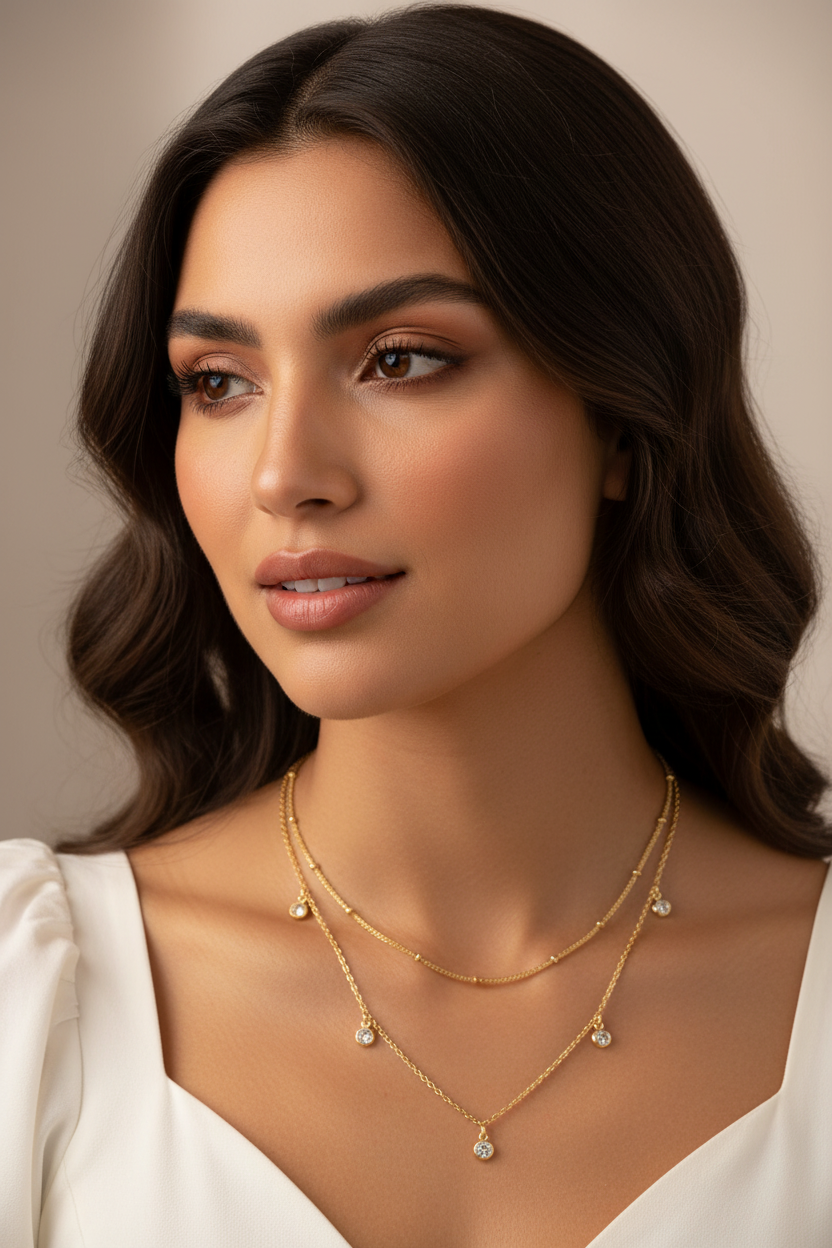 14K Gold Dainty Teardrop Necklace Casual Stackable Women Jewelry US2US Ship