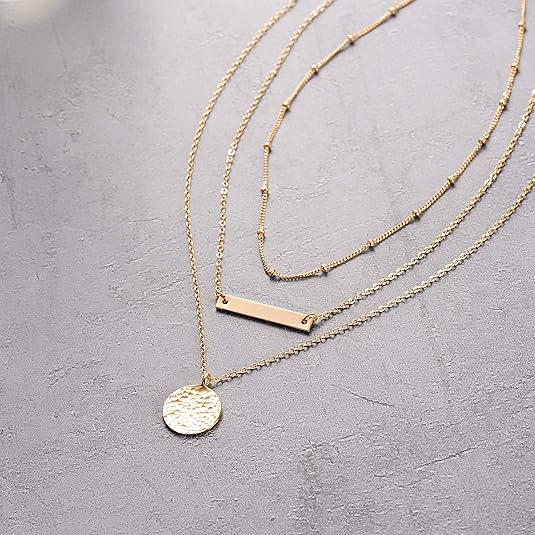 Dainty Layered Chain Choker 14K Gold Plated Women Fashion Necklace US2US Ship