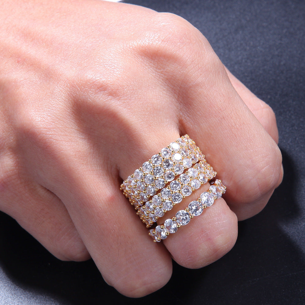Single-row Zircon Ring For Men And Women