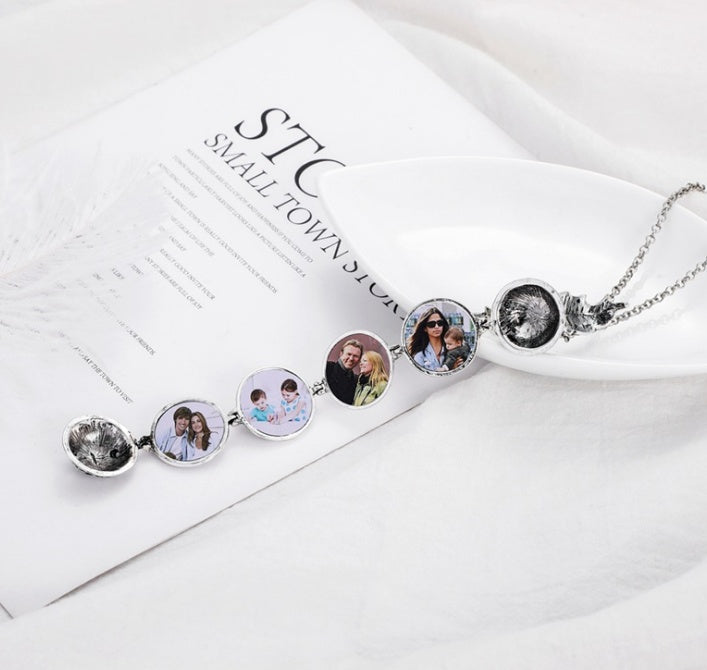 Custom Photo Phase Box Necklace | Men’s Flower Basket Chain Jewelry