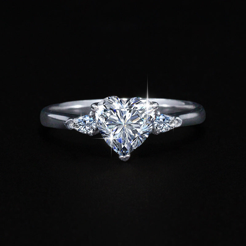 Womens Casual Moissanite Heart Ring