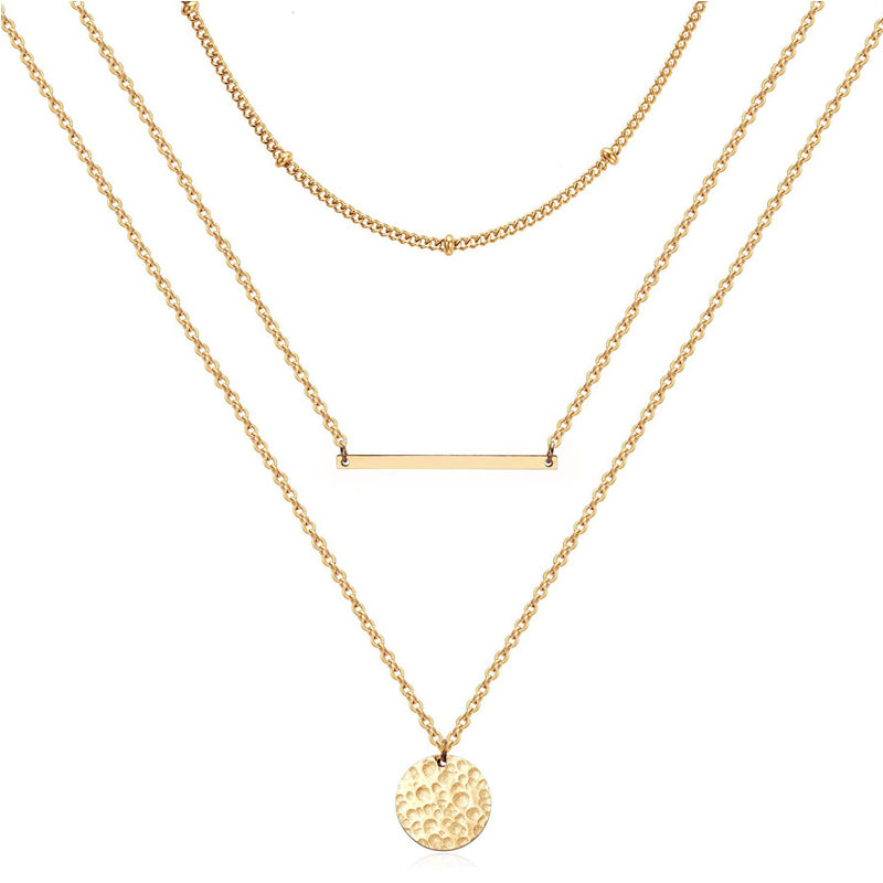 Dainty Layered Chain Choker 14K Gold Plated Women Fashion Necklace US2US Ship