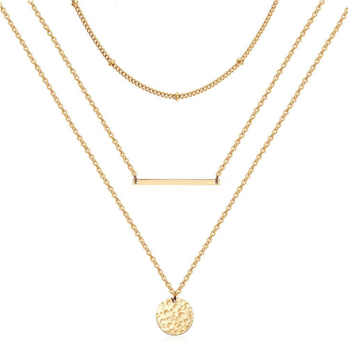 Dainty Layered Chain Choker 14K Gold Plated Women Fashion Necklace US2US Ship