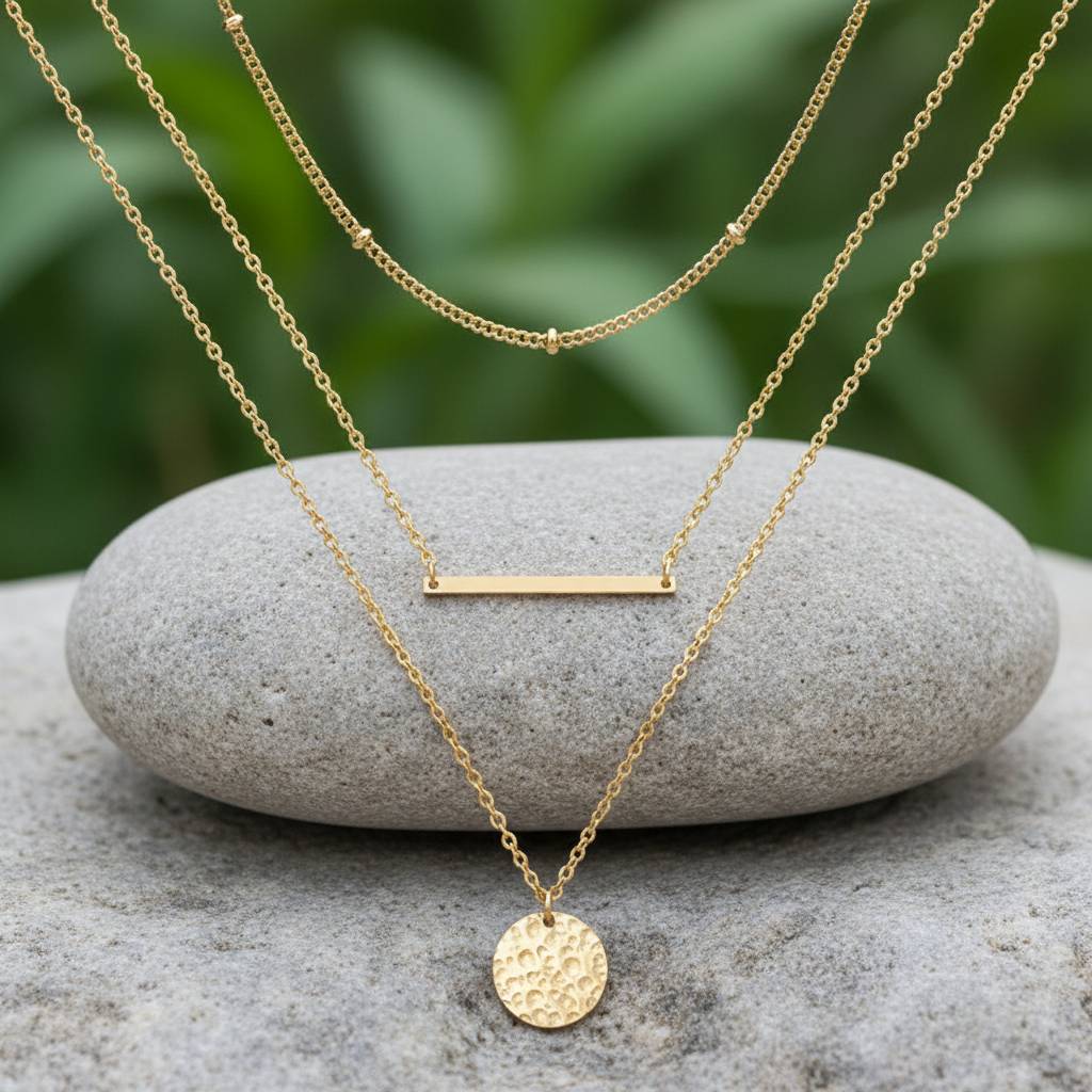 Dainty Layered Chain Choker 14K Gold Plated Women Fashion Necklace US2US Ship