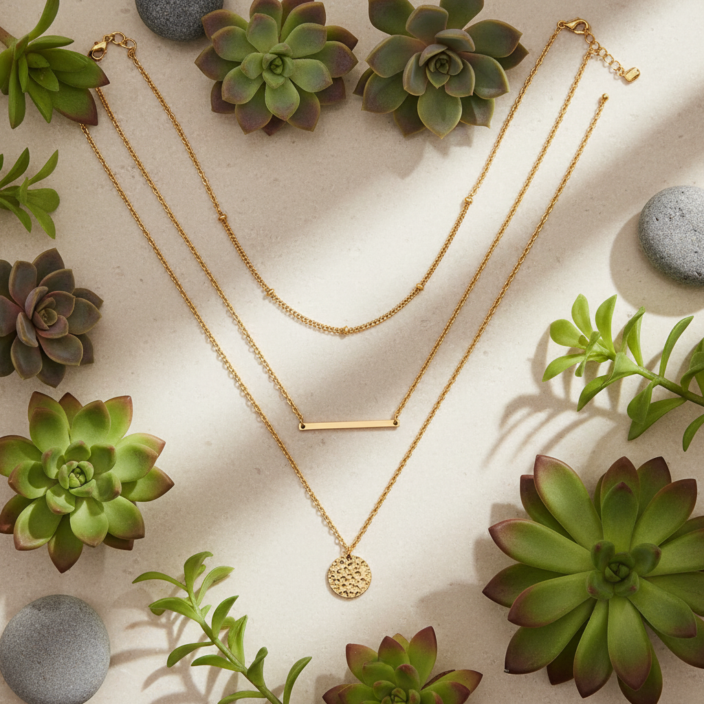 Dainty Layered Chain Choker 14K Gold Plated Women Fashion Necklace US2US Ship