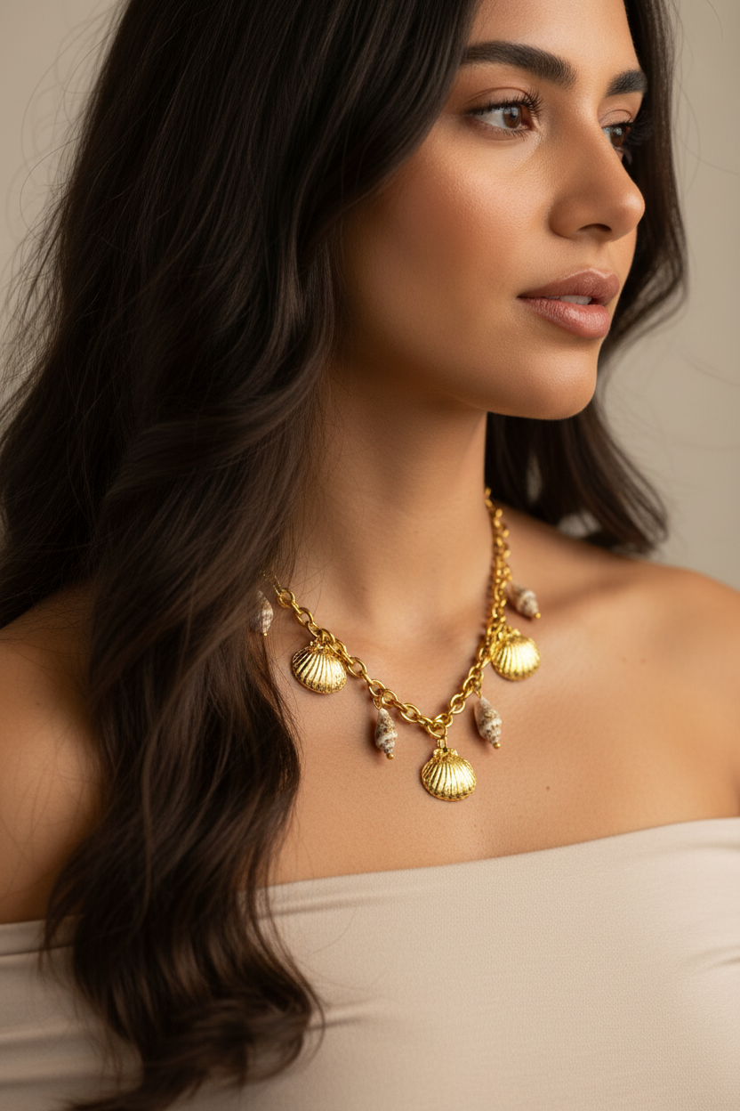 18K Gold Plated Ocean Conch Shell Necklace Ins Summer Trendy Jewelry