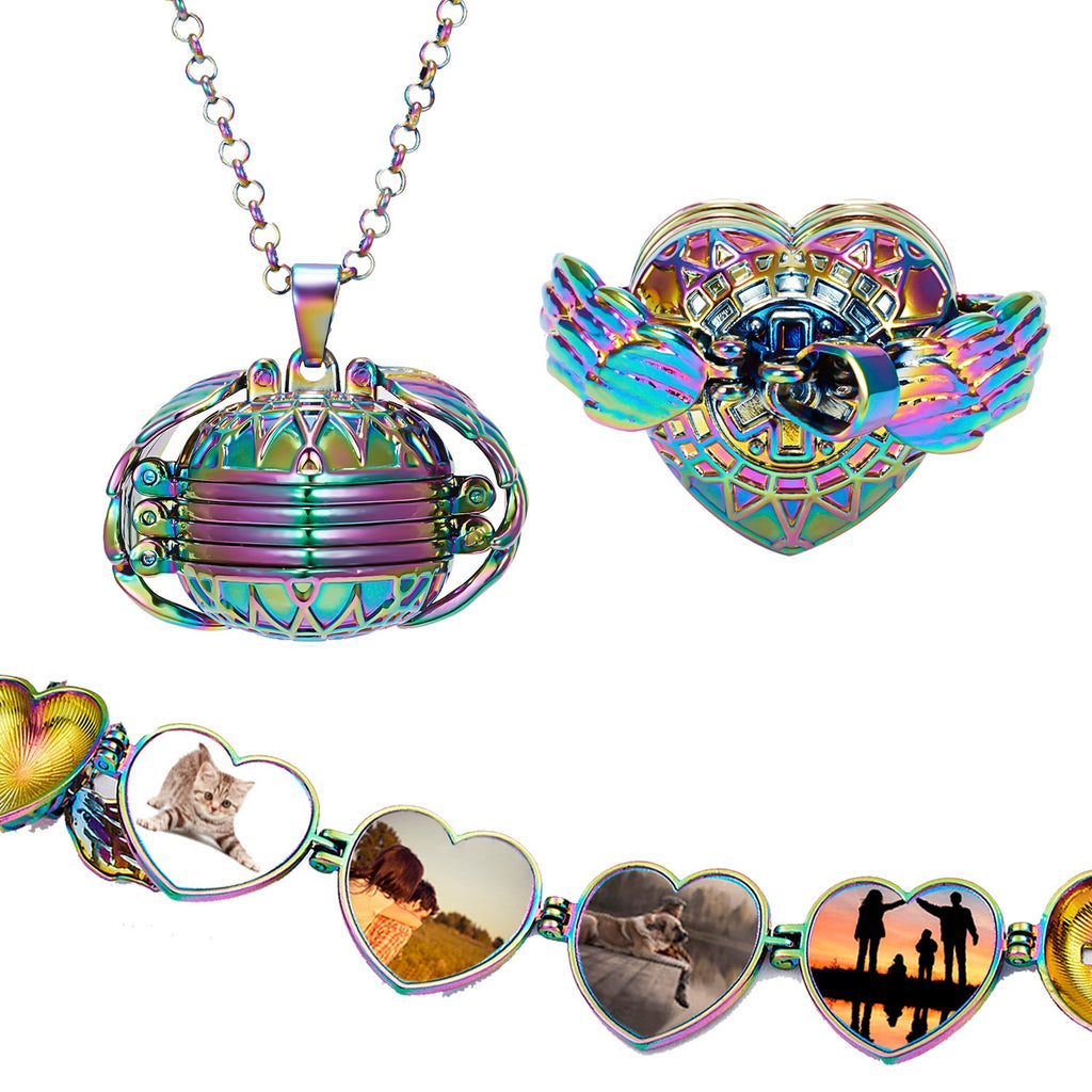 Custom Photo Phase Box Necklace | Men’s Flower Basket Chain Jewelry