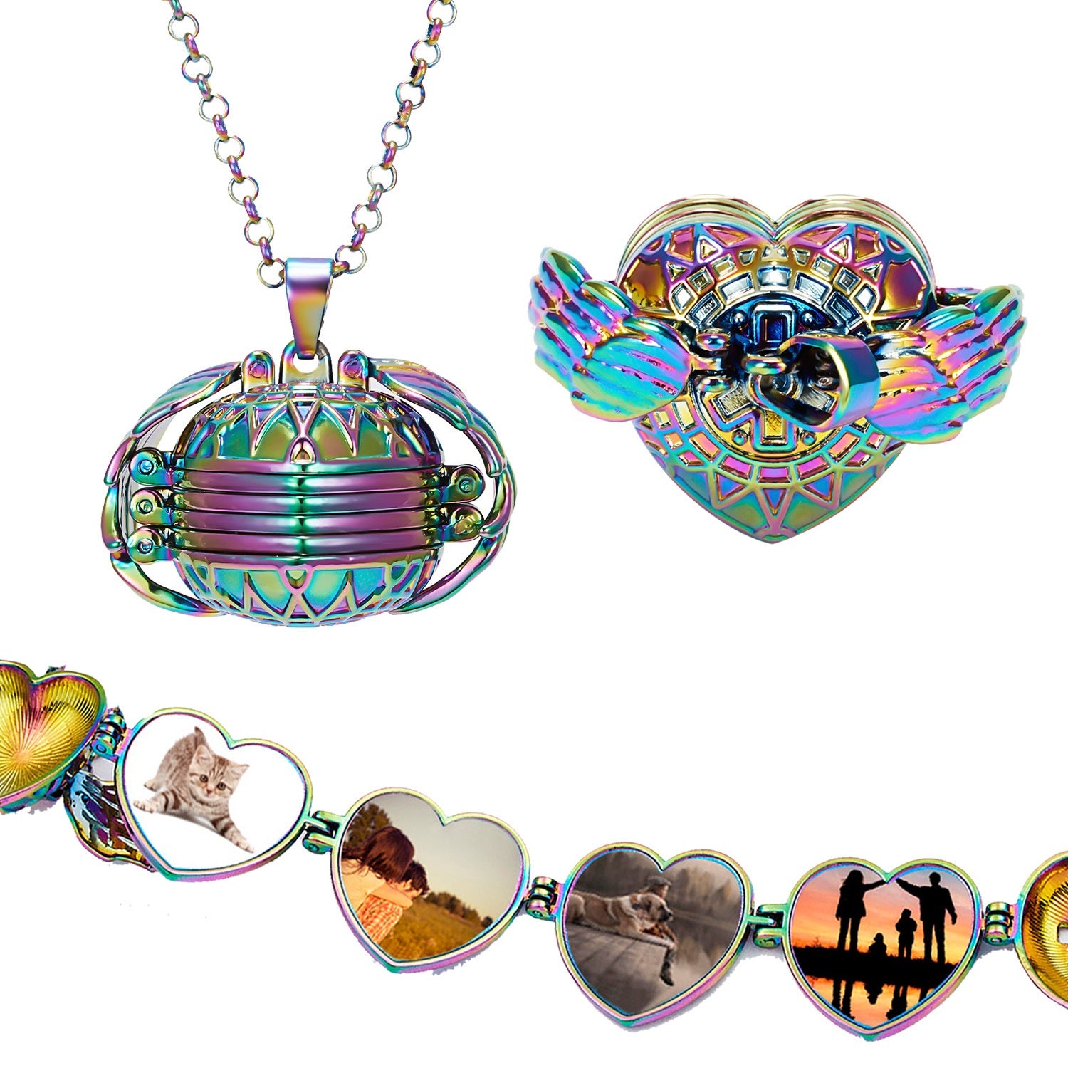 Custom Photo Phase Box Necklace | Men’s Flower Basket Chain Jewelry