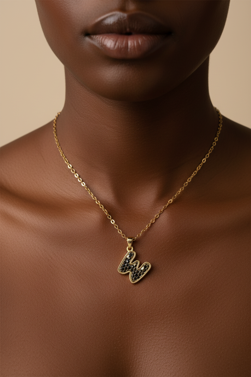 Minimalist 26 Letters Exquisitely Carved Necklace for Women, Adjustable Alloy Clavicle Chain, Simple Fashion Personalized Letter Pendant Jewelry