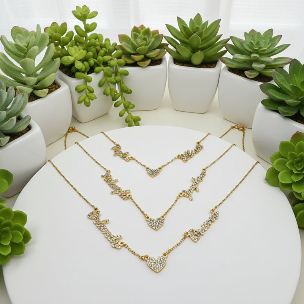 Custom Multi-Name Heart Necklace | Personalized Dad Diamond Inlaid Stainless Steel Choker, Perfect Father's Day Gift.Family Memories