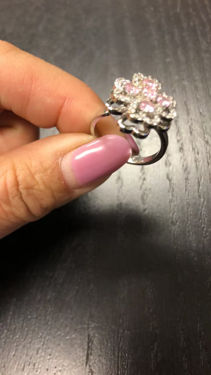 Golden Clover Rotate Rings For Women,Zircon Stainless Steel Open Adjustable Ring Golden Gift Jewelry