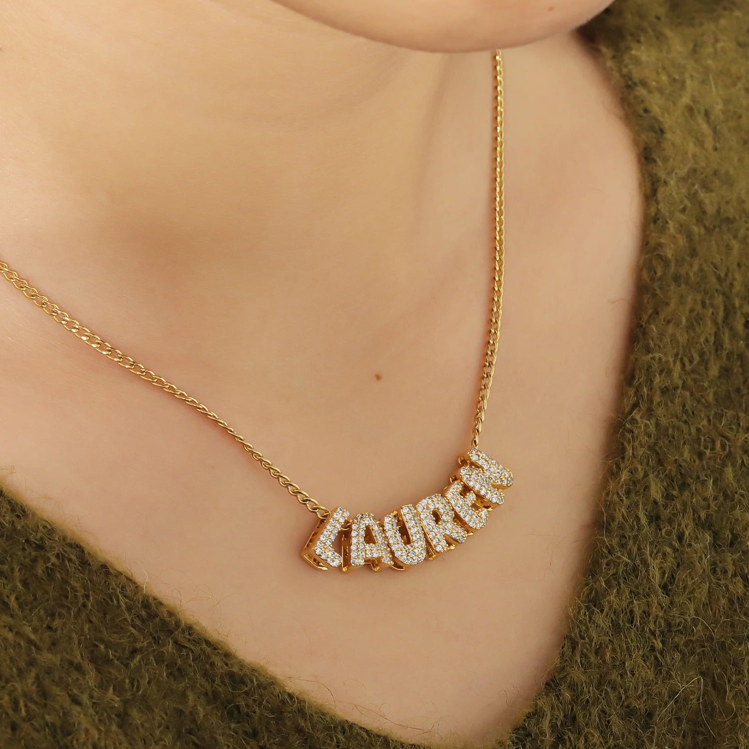 Custom Multiple Name Necklace, 3D Bubble Letter Personalized Name Necklace, Stainless Steel Engraved Sentimental Keepsake Jewelry Gift for Women
