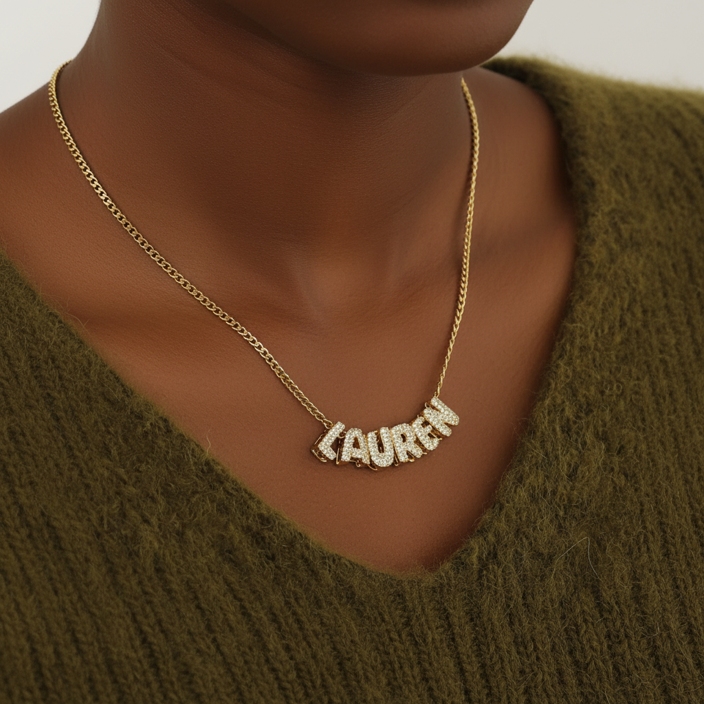 Custom Multiple Name Necklace, 3D Bubble Letter Personalized Name Necklace, Stainless Steel Engraved Sentimental Keepsake Jewelry Gift for Women
