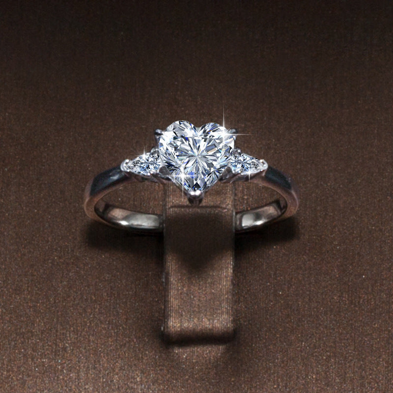 Womens Casual Moissanite Heart Ring