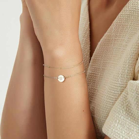 Minimalist 14K Gold Chain Bracelet Adjustable Layering Jewelry For Her US2US Ship