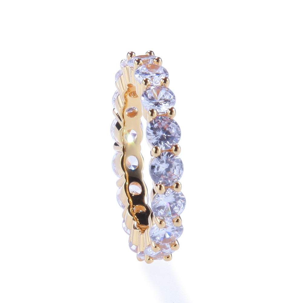 Single-row Zircon Ring For Men And Women