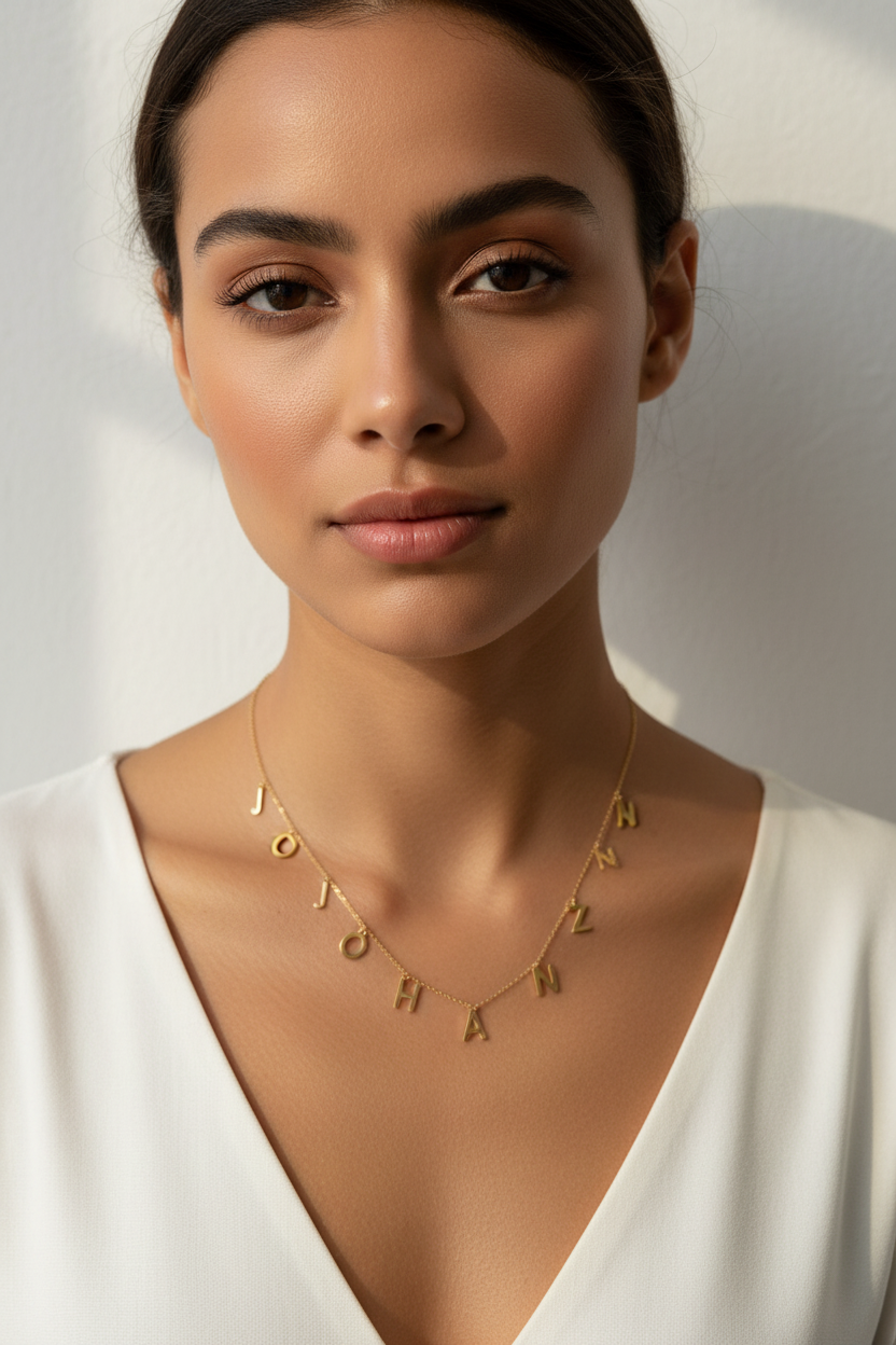 Custom Bubble Letter Lariat Name Necklace, Dainty O Chain Personalized Name Necklace, Gold Silver Minimalist Adjustable Necklace, Gift for  Birthday&DAD&Mom
