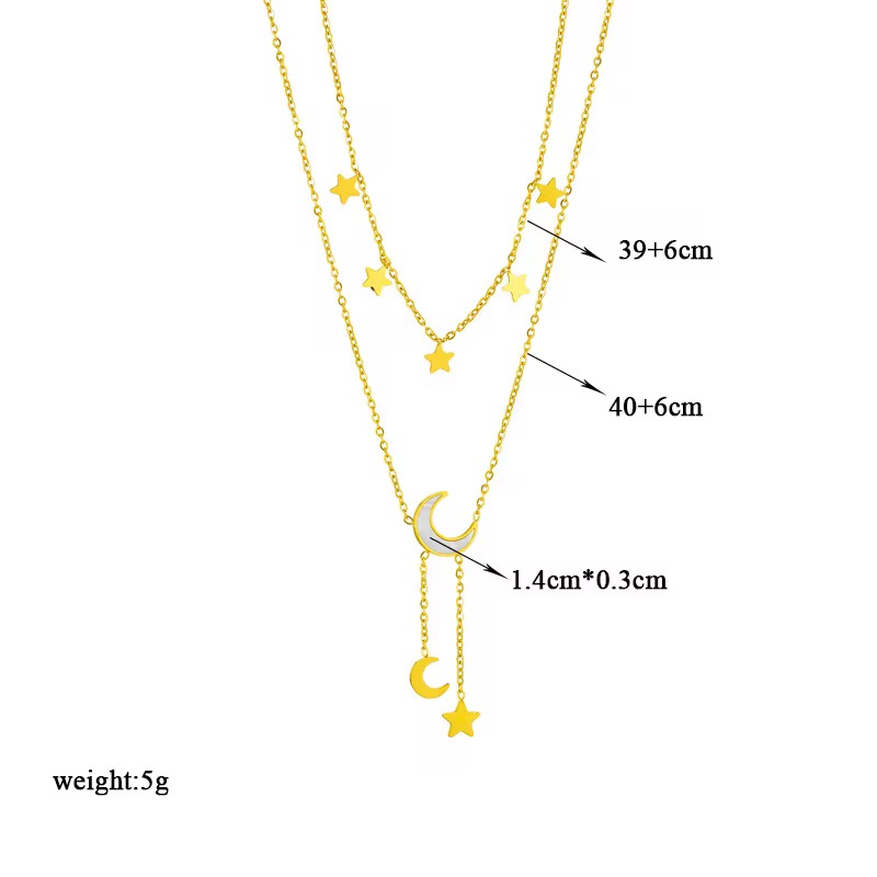 Moon And Stars Necklace Gold Layered Chain Astrology Jewelry|US2US Fast Ship