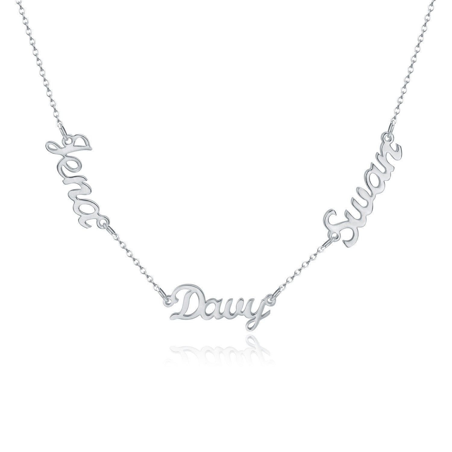 Custom Two Name Engraved Necklace | Minimalist O Word Chain Jewelry