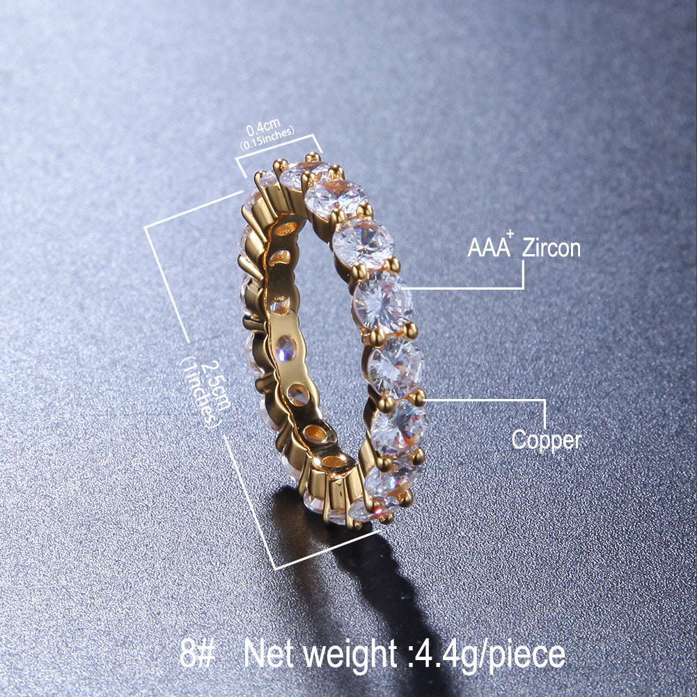 Single-row Zircon Ring For Men And Women