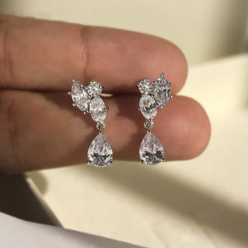 Minimalist Geometric Teardrop Earrings, E5078 Platinum Gold Petite Oval Elegant Stud Earrings for Women Daily Party Jewelry